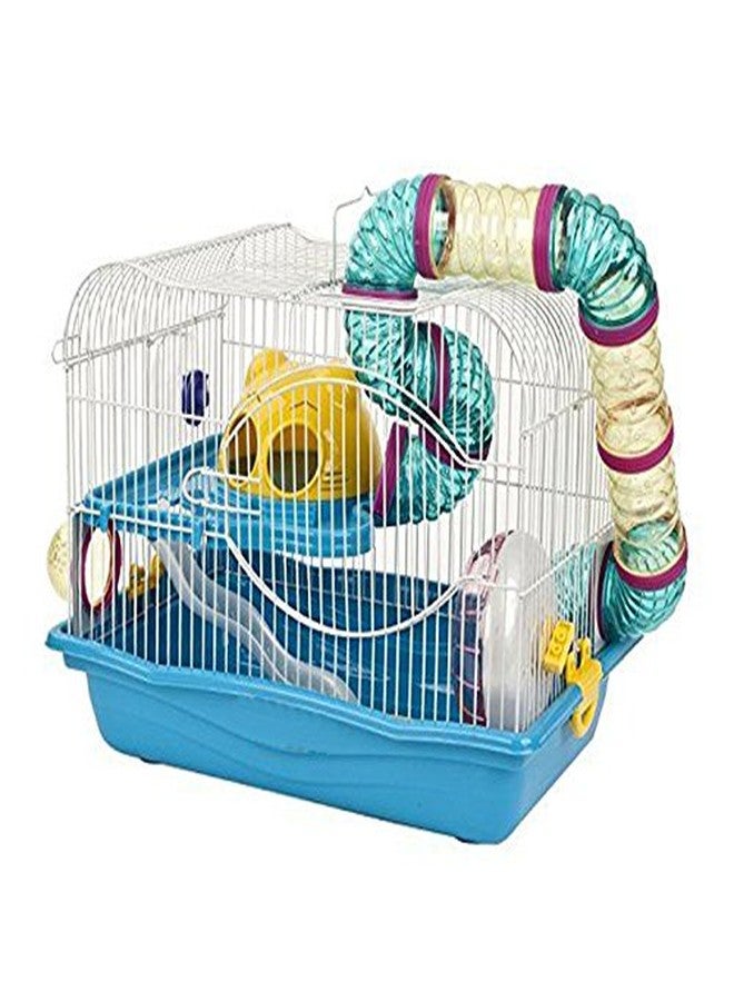 سايج سكوير بيت لعب/قفص للهامستر/القزم/الجرذ/الفأر - مع أرضية إضافية، وعجلة تمرين، وزجاجة ماء، ومخبأ، وصينية طعام - Image 3